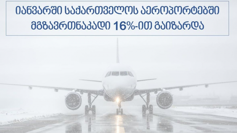 იანვარში საქართველოს აეროპორტებში მგზავრთნაკადი 16%-ით გაიზარდა - GCAA