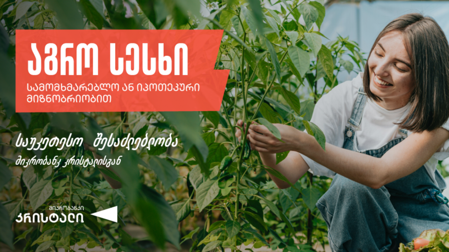 აგრო სესხი სამომხმარებლო ან იპოთეკური მიზნობრიობით - საუკეთესო შესაძლებლობა „მიკრობანკი კრისტალისგან“