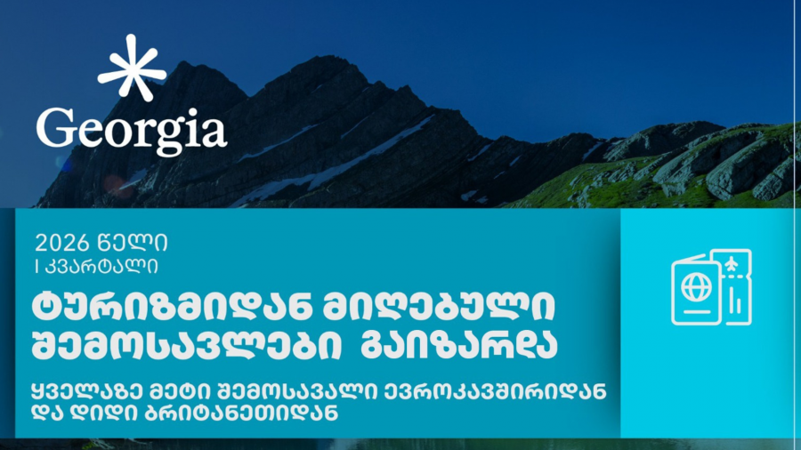 2026 წლის პირველ კვარტალში ტურიზმიდან შემოსავლები გაიზარდა და $829.8 მილიონი შეადგინა - ტურიზმის ადმინისტრაცია